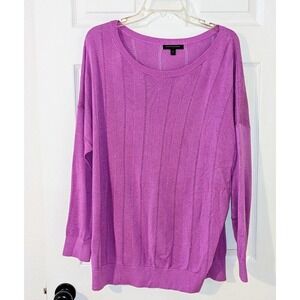 Banana Republic Knit Sweater Open Stitch Purple‎ Pullover Casual XL